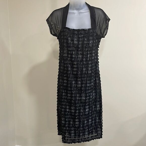 NWOT R&M Richards black and grey sheer layered dress. Size 8 M medium - Picture 1 of 10